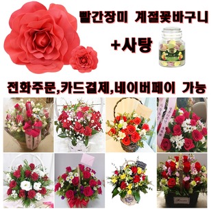 사탕+빨강 꽃바구니(꽃다발가능)